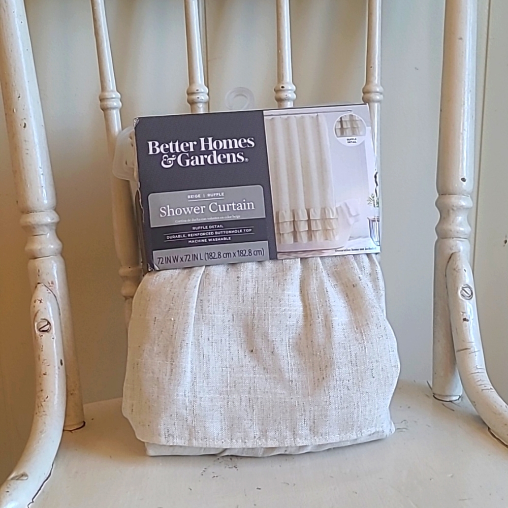 BETTER HOMES & GARDENS Beige Ruffled Shower Curtains